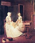 Jean Baptiste Simeon Chardin Canvas Paintings - The Diligent Mother
